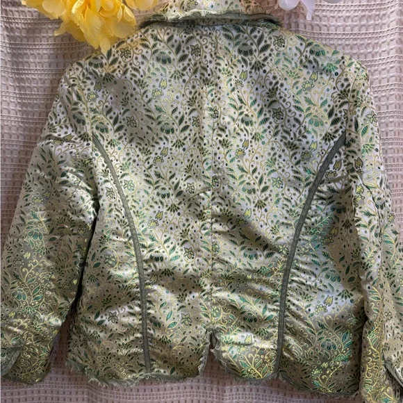 The Limited Green Metallic Floral Quilted Blazer - Picture 6 of 10